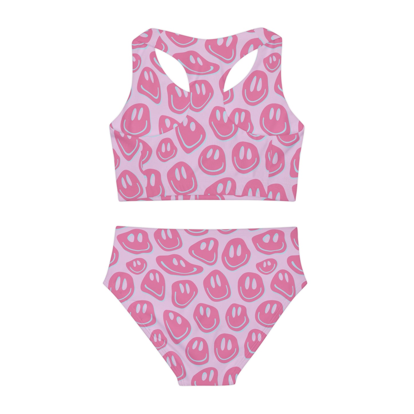 Pink & Blue Smiley Girls Swimsuit