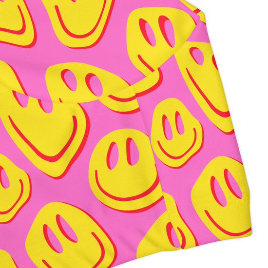 Pink & Yellow Smiley Girls Two Piece Swimsuit