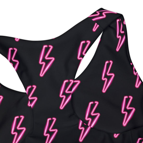 Neon Lightning Bolt Girls Swimsuit