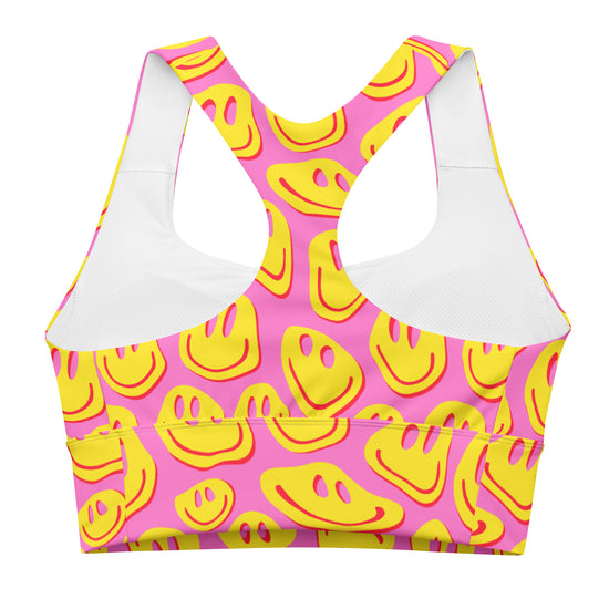 Pink & Yellow Smiley Women's Sports Bra