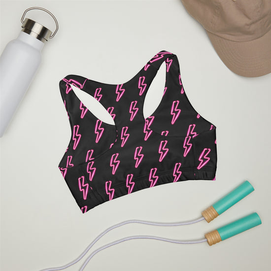 Pink Lightning Bolt Girls Sports Bra