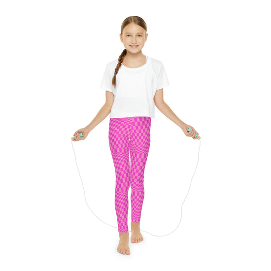 Pink Checkerboard Girls Leggings