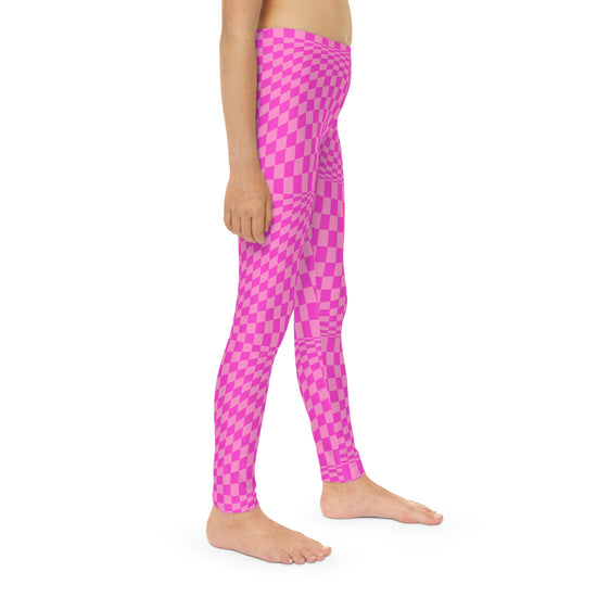 Pink Checkerboard Girls Leggings
