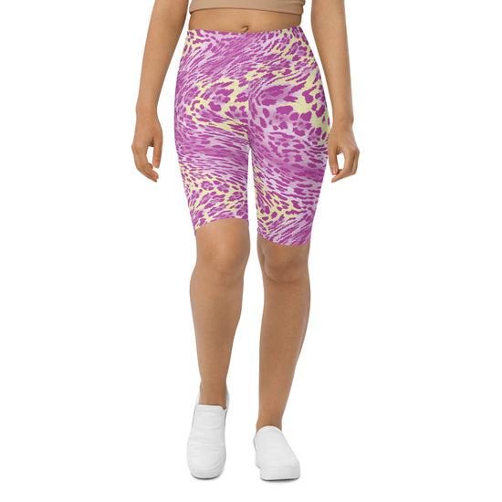 Swirl Leopard Biker Shorts