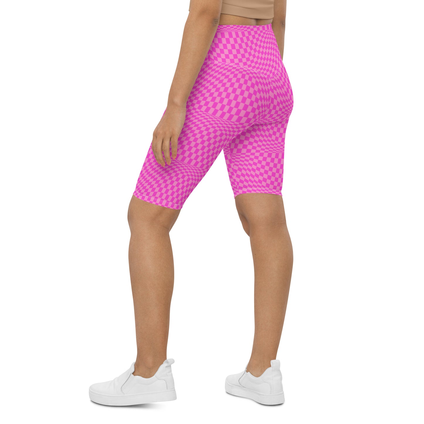 Pink Checkerboard Biker Shorts