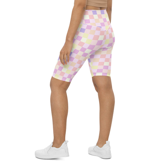 Pastel Checkerboard Biker Shorts
