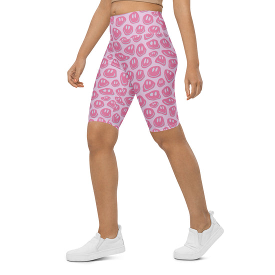 Pink Smiley Biker Shorts