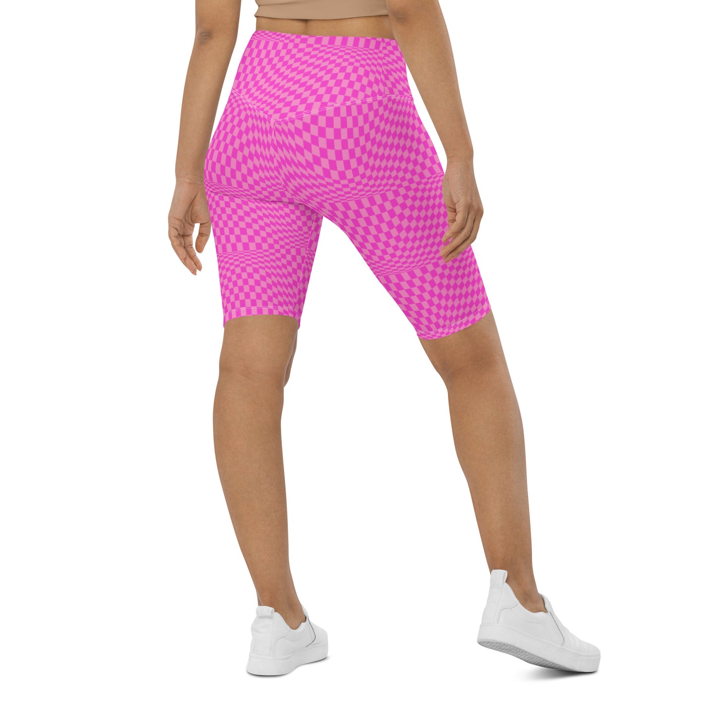 Pink Checkerboard Biker Shorts