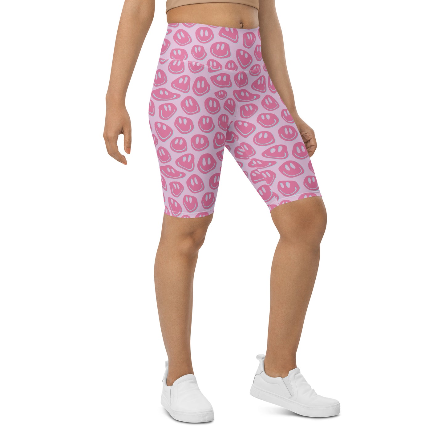 Load image into Gallery viewer, Pink Smiley Biker Shorts
