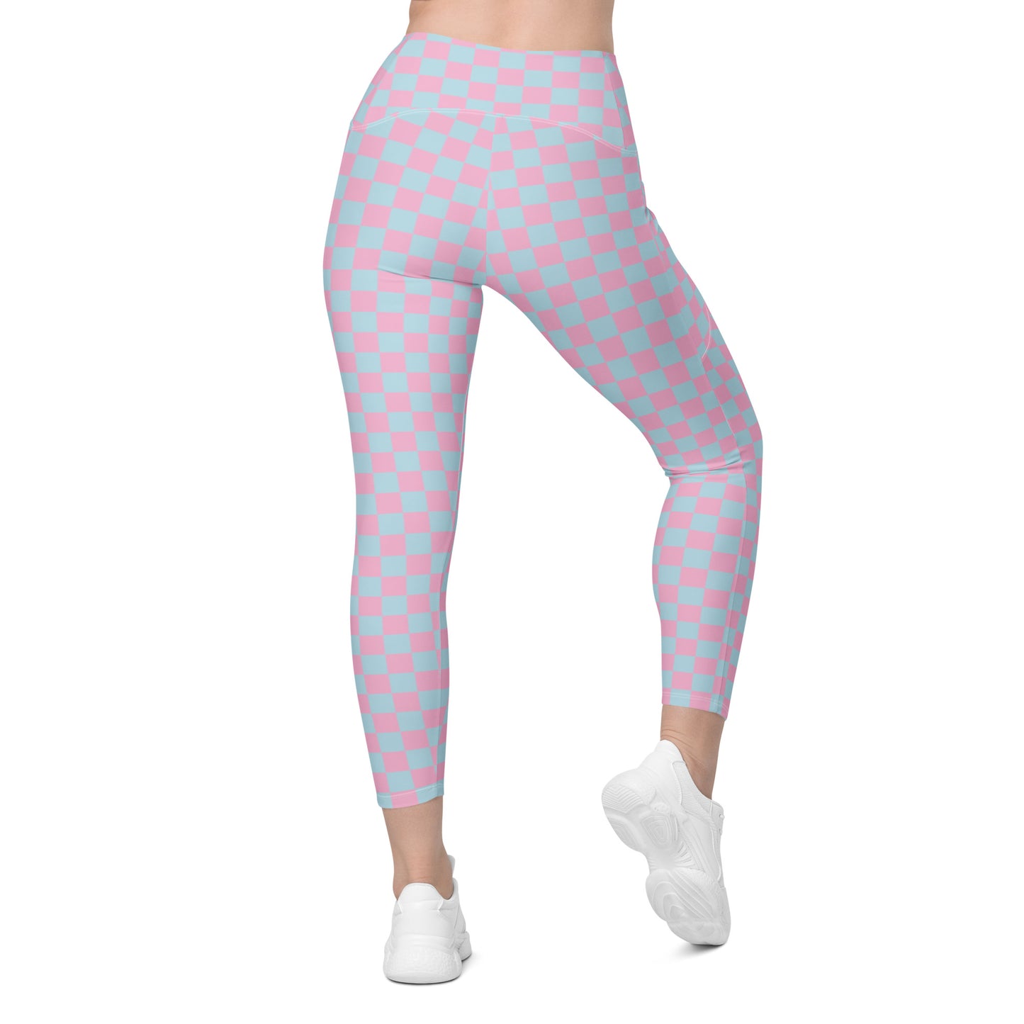 Pink & Blue Checkerboard Pocket Leggings