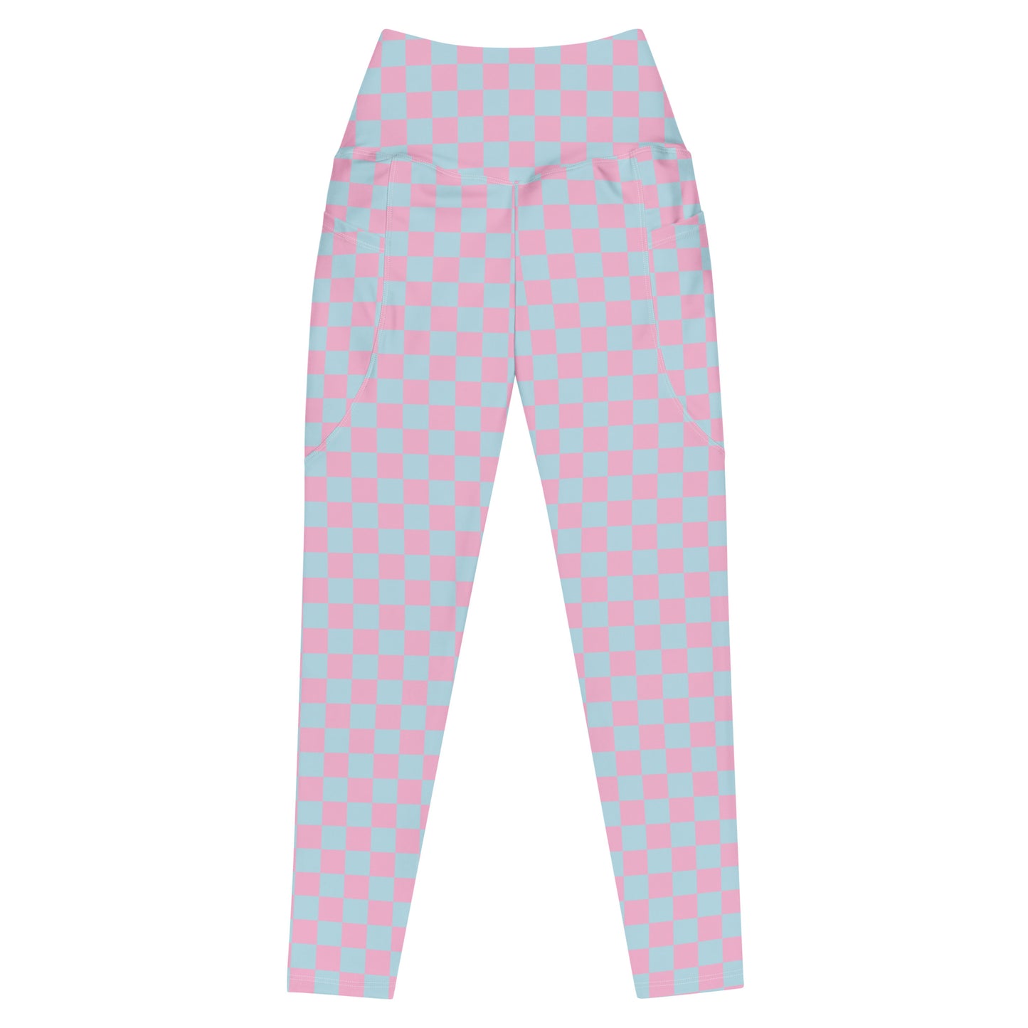 Load image into Gallery viewer, Pink &amp;amp; Blue Checkerboard Pocket Leggings
