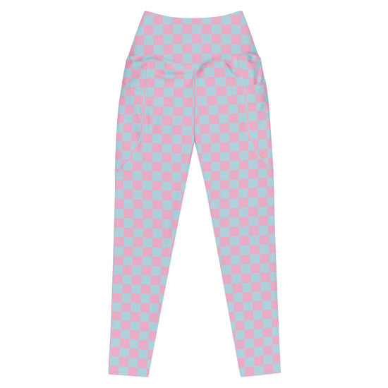 Pink & Blue Checkerboard Pocket Leggings
