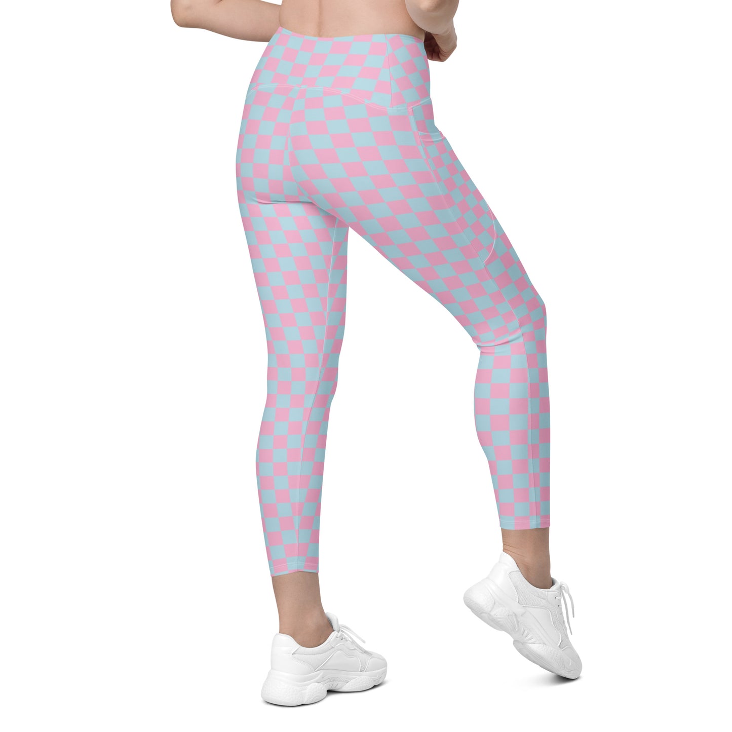 Pink & Blue Checkerboard Pocket Leggings