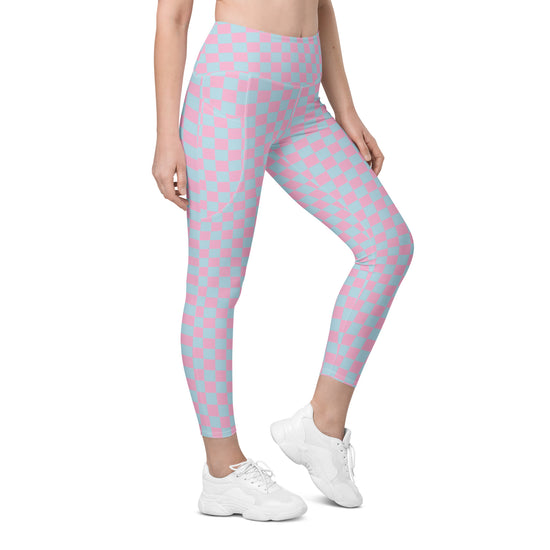 Pink & Blue Checkerboard Pocket Leggings