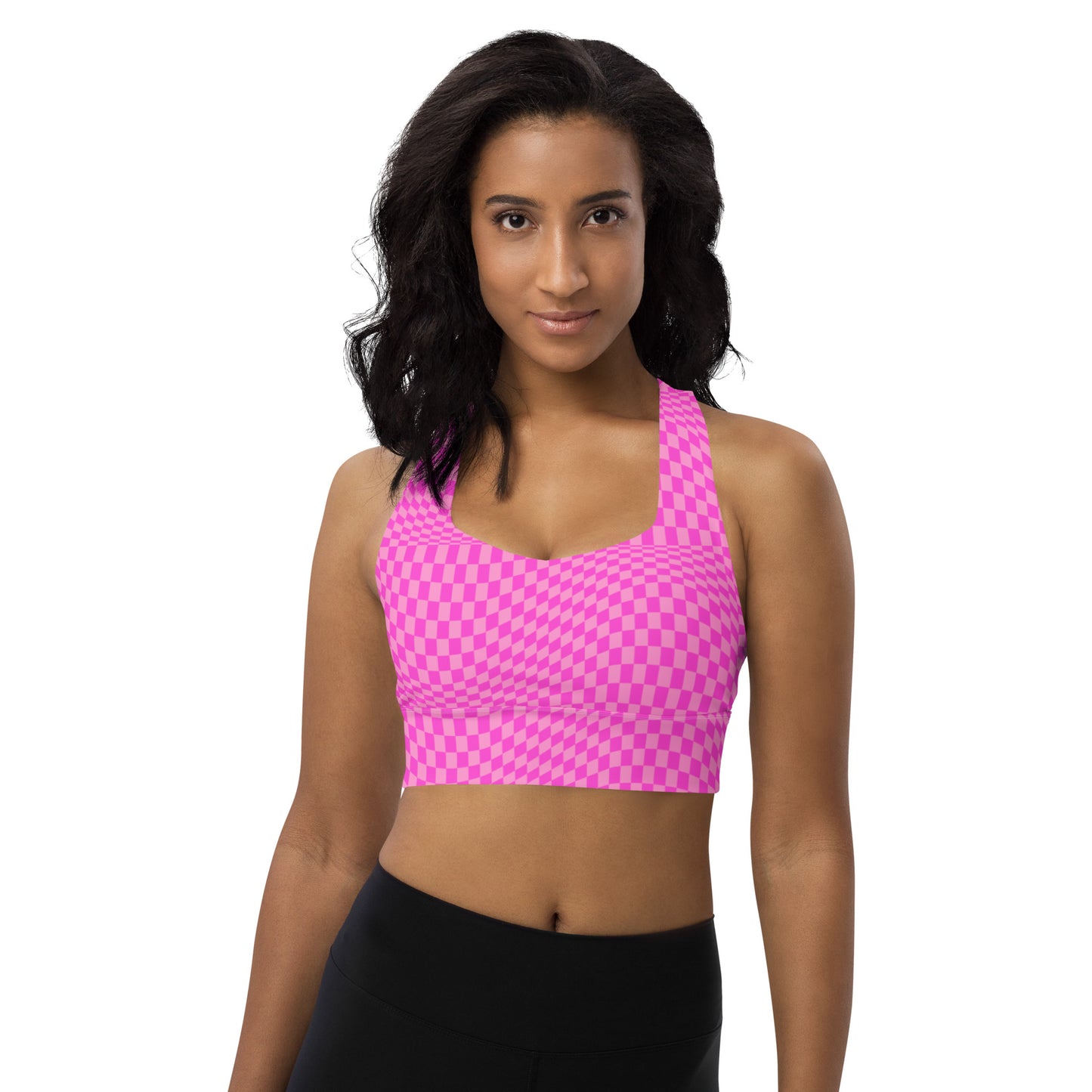 Pink Checkerboard Sports Bra