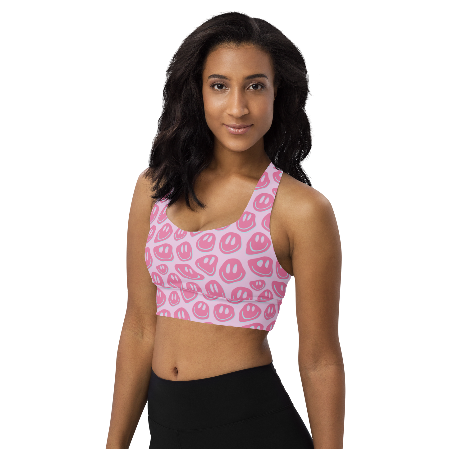 Load image into Gallery viewer, Pink Smiley Sports Bra
