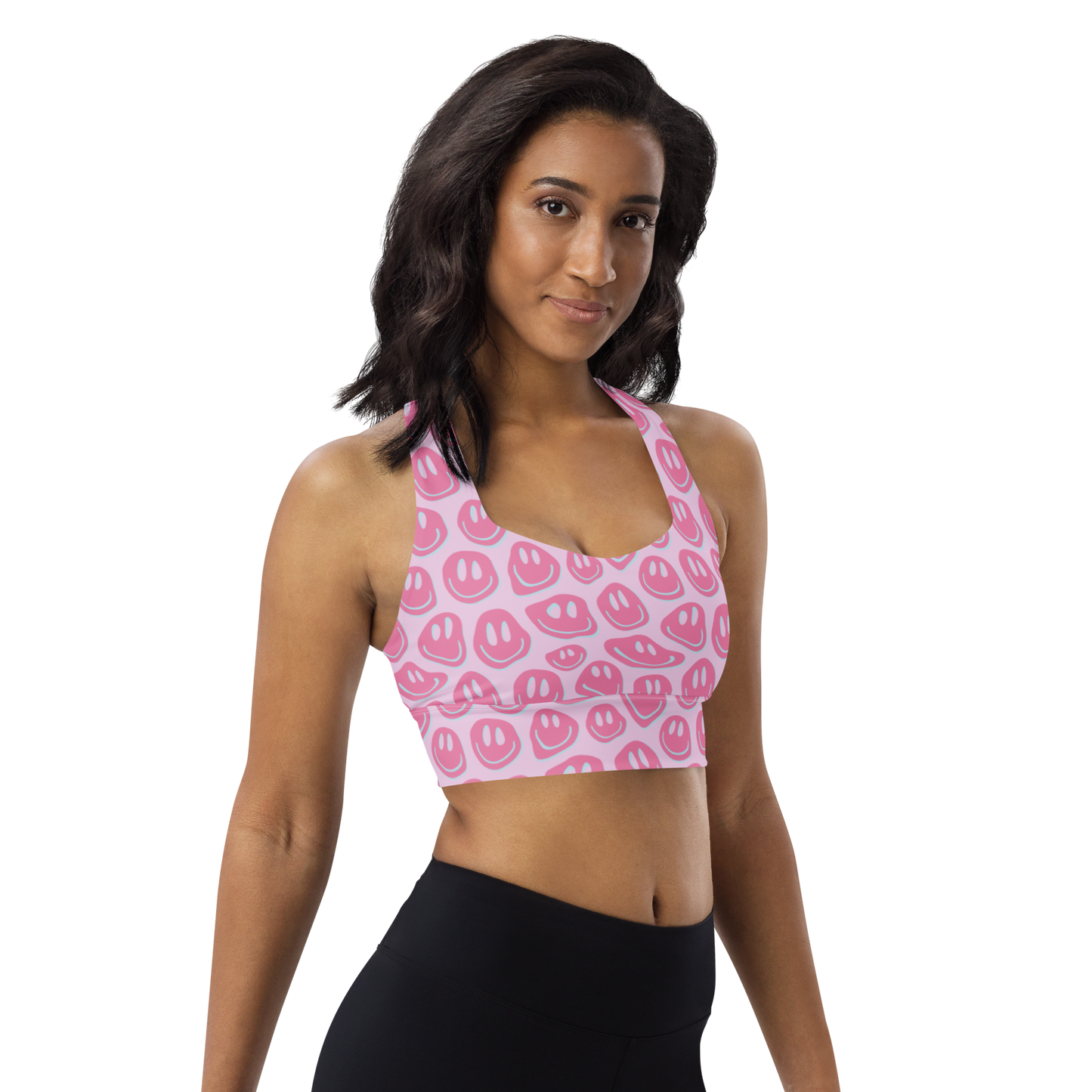 Pink Smiley Sports Bra