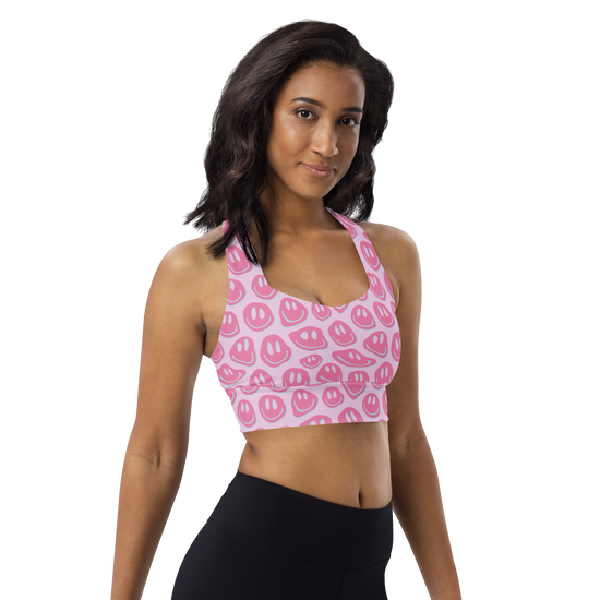 Load image into Gallery viewer, Pink Smiley Sports Bra
