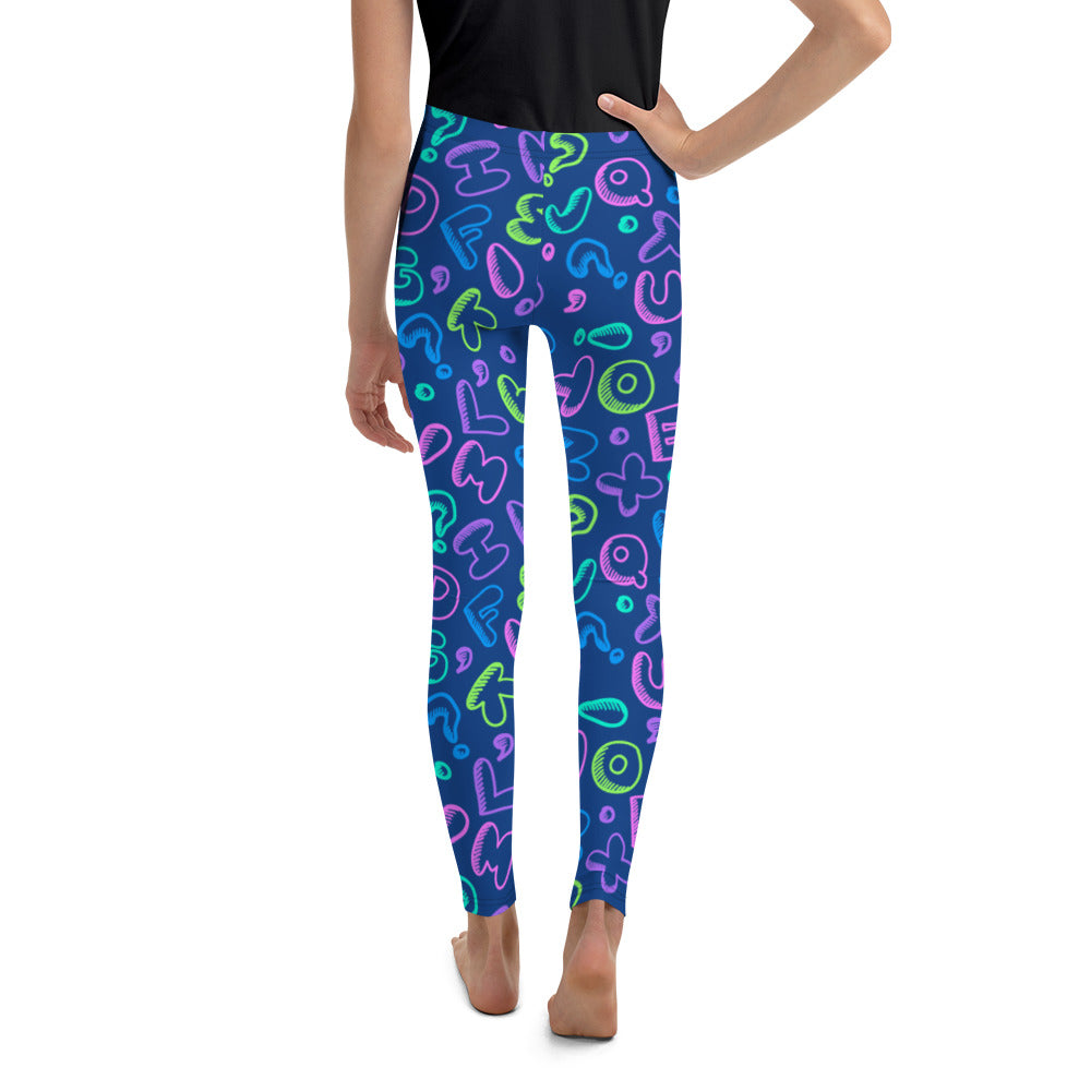 Blue Alphabet Tween Leggings