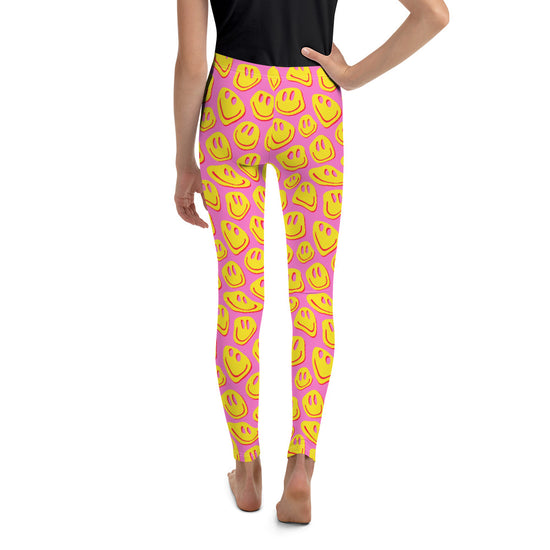 Load image into Gallery viewer, Pink &amp;amp; Yellow Smiley Tween Leggings
