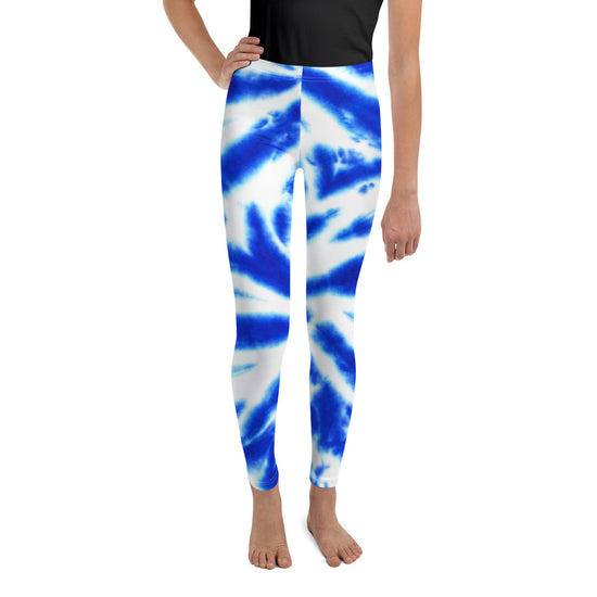 Load image into Gallery viewer, Blue Spiral Tie Dye Tween Leggings
