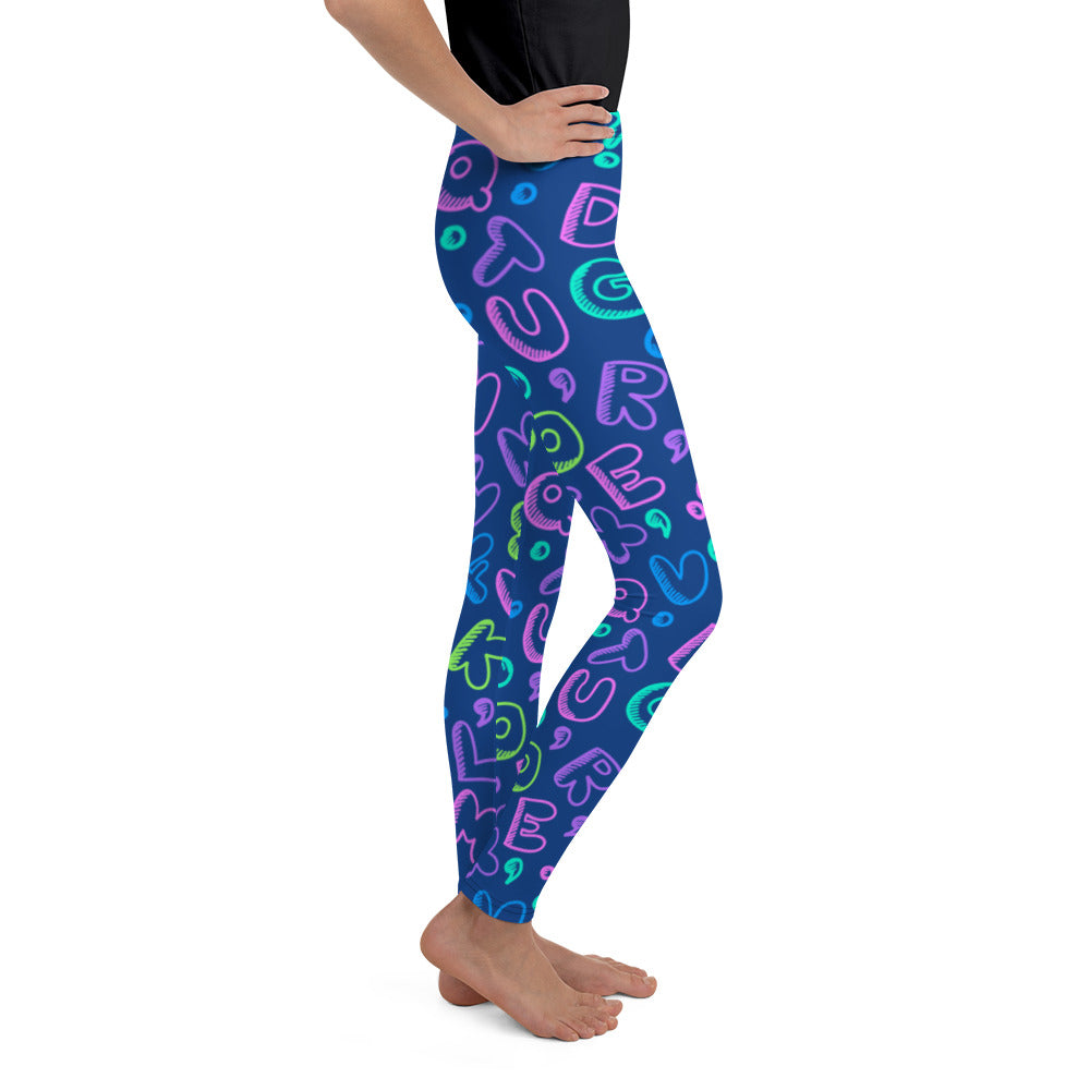 Blue Alphabet Tween Leggings