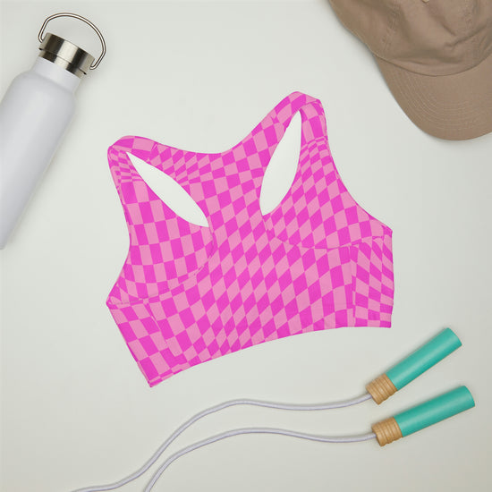 Load image into Gallery viewer, Pink Checkerboard Girls Sports Bra
